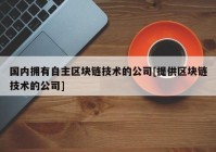 国内拥有自主区块链技术的公司[提供区块链技术的公司]